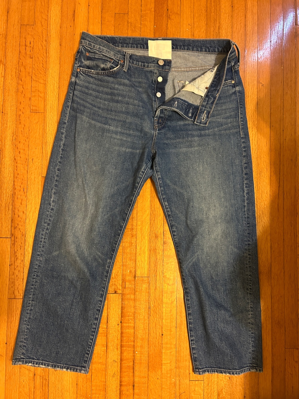 Mother straight cropped mid rise jeans